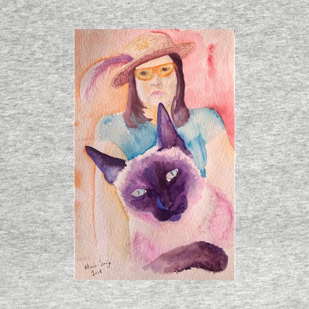 Woman and Cat by artmarieso